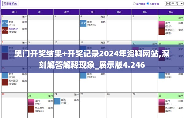 奥门开奖结果+开奖记录2024年资料网站,深刻解答解释现象_展示版4.246