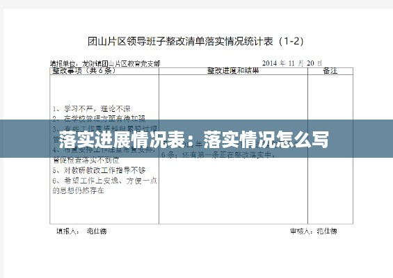 落实进展情况表：落实情况怎么写 
