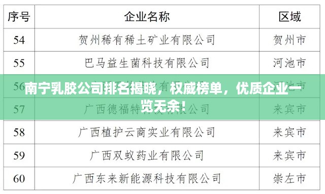 南宁乳胶公司排名揭晓，权威榜单，优质企业一览无余！